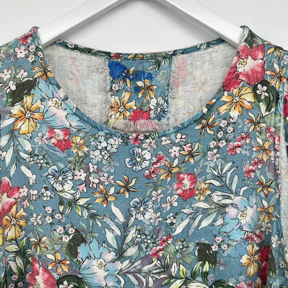 Yuvita 100% Linen Dress Size XL Pockets Garden Party Grannycore Cottagecore Boho - Picture 5 of 11